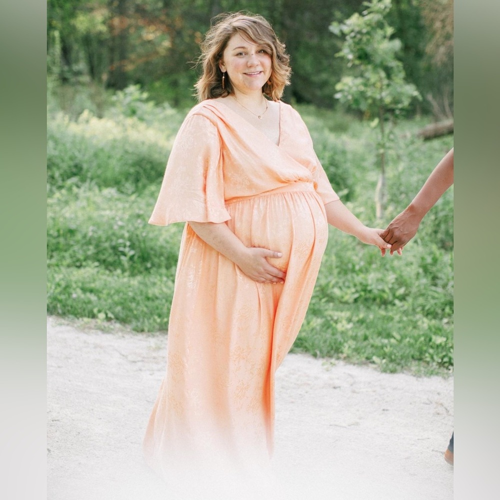 Bell sleeve maxi maternity dress